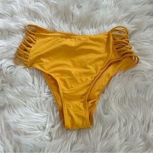 NWT envya Yellow Strappy High-Waist Bikini Bottoms